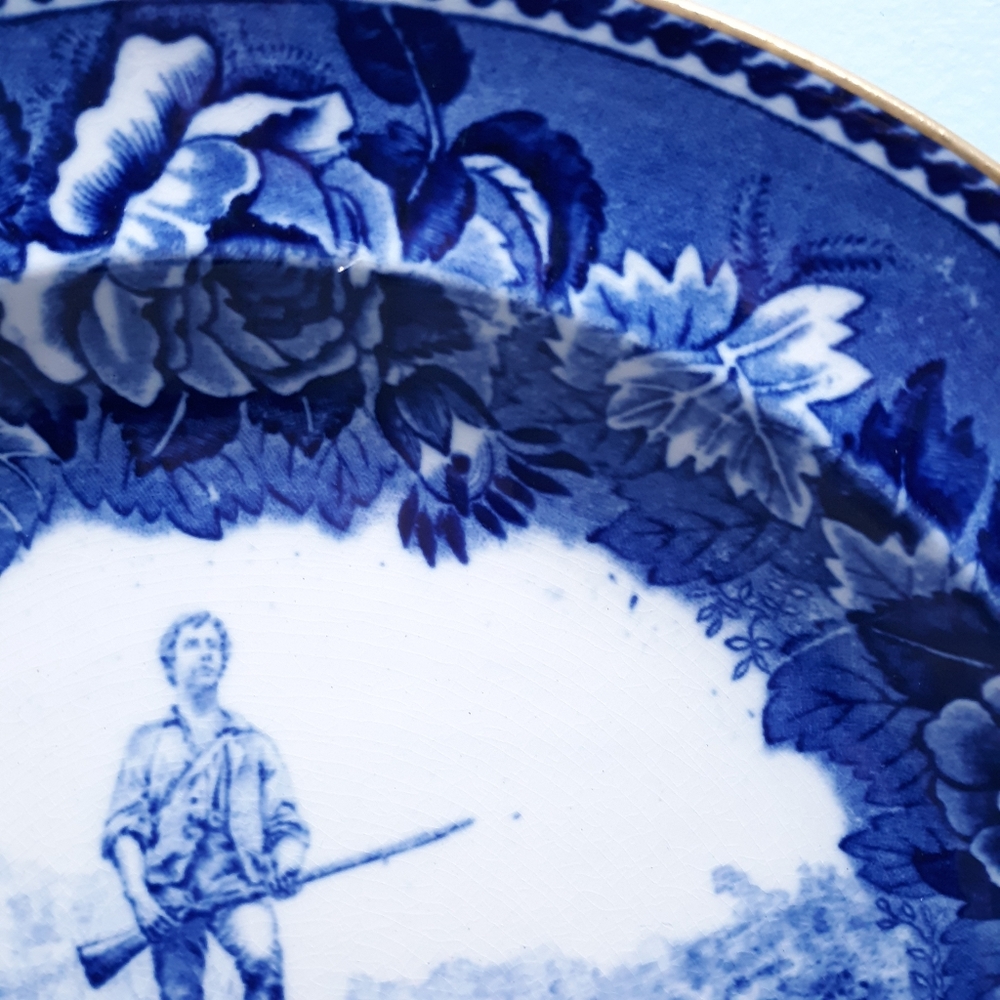 Wedgwood Blue Flow Revolutionary War Transferware Plate John Parker Lexington - Picture 10 of 11